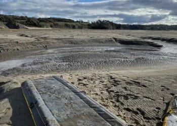 Rescuers frantically work to help man trapped in quicksand as tide rushed in