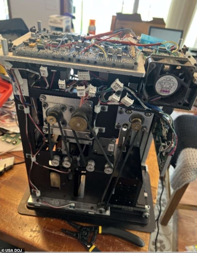 They allegedly rigged shuffling machines (pictured) to read the cards in the deck and predict hands