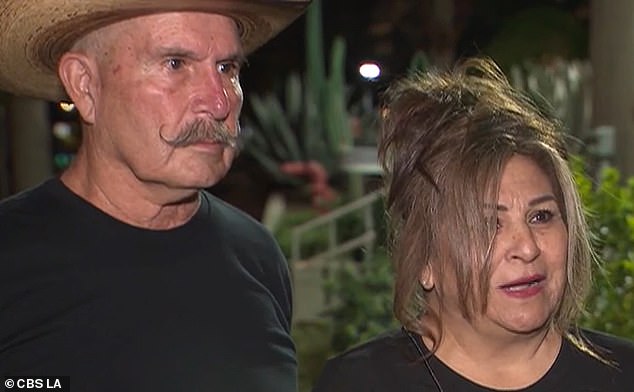 His uncle George Levario (left) became so distressed that he had a heart attack. His wife Laura (right) said he collapsed in the chapel