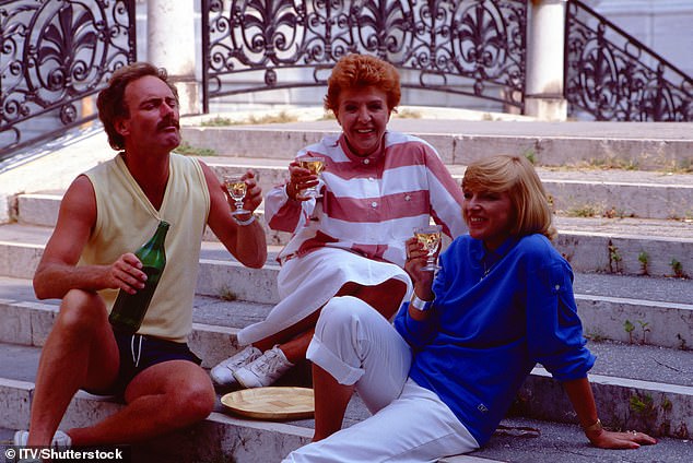 He also starred in  episodes of The Two Ronnies and Doctor Who (pictured in Crossroads 1983 with L-R Noele Gordon and Jane Rossington)