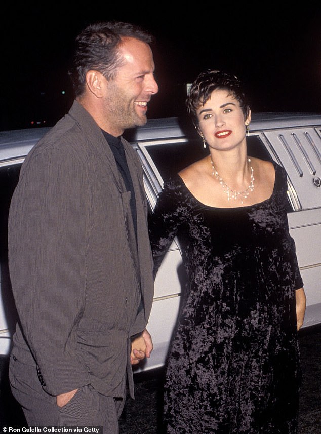 Demi and the 63-year-old Mission: Impossible star began shooting their roles as JAG attorneys in Rob Reiner's legal drama in October 1991 - just three months after she and second husband Bruce Willis (L, pictured in May 1991) welcomed their second daughter Scout