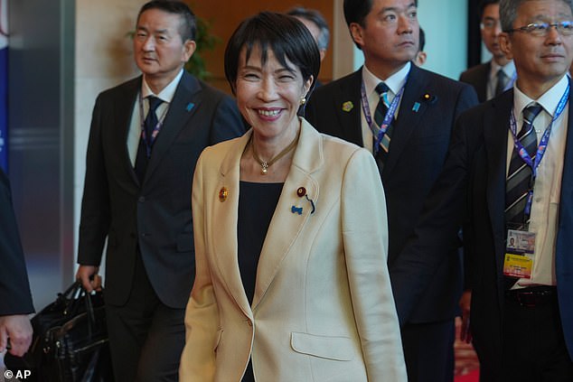 Japan's Prime Minister Sanae Takaichi will meet with President Donald Trump in Tokyo on Tuesday, with Japanese media reporting that she's expected to gift him a golden golf ball and golf clubs that were owned by the late Japanese Prime Minister Shinzo Abe