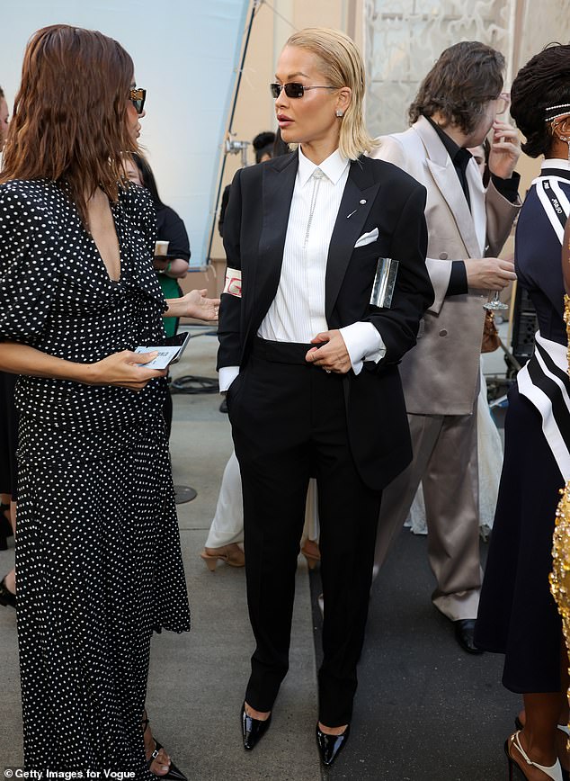 Rita was seen mingling with some of the stars at the iconic Paramount lot, as this year's Vogue World paid tribute to the fashion and film industries