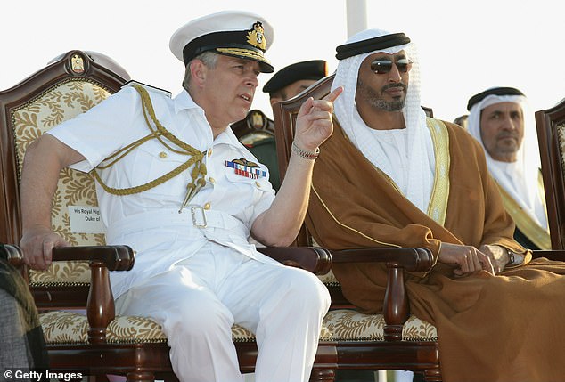 Andrew has previously been offered a palace to retreat to by Abu Dhabi's ruler Sheikh Mohamed bin Zayed Al Nahyan (pictured with the Prince in 2010)