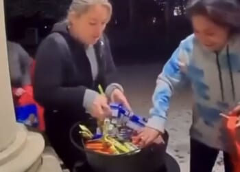 Shameless parents raid and empty trick or treat bucket leaving other children heartbroken