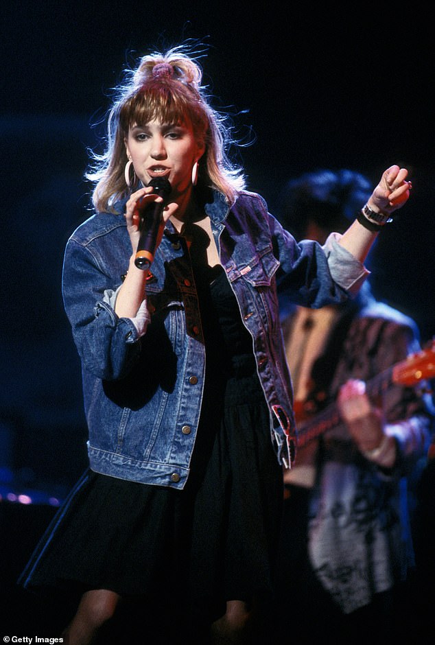 Gibson became a household name in 1987 after releasing her album Out of the Blue, with her hit tune Foolish Beat; pictured 1988 in NYC