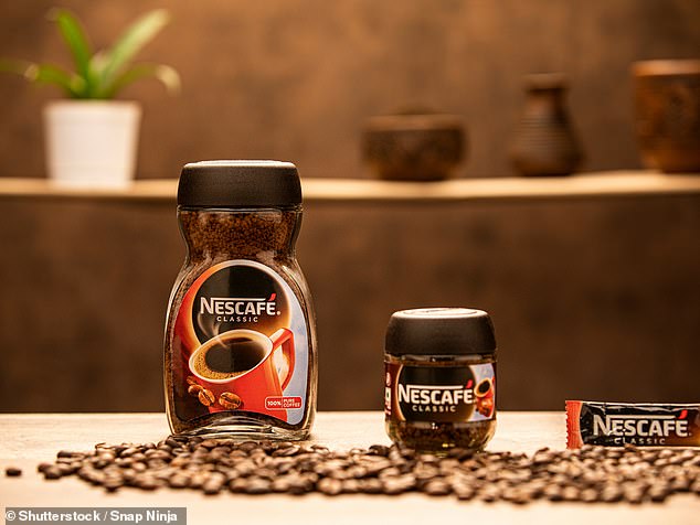 Nescafe's Original Instant Coffee has also diminished from 200g to 190g at Tesco, Morrisons and Asda - a rise of five per cent per 100g (stock image)