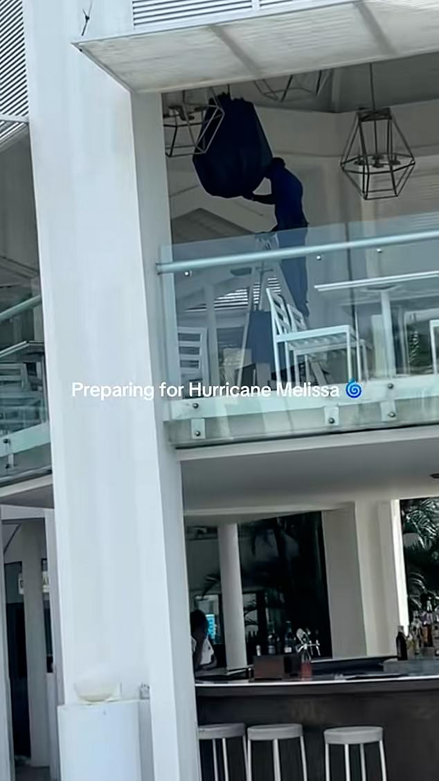 Light fixtures in buildings have been removed to prepare for the island's worst ever storm