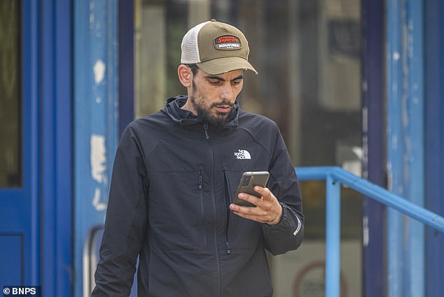 The court heard at the time Zouari (pictured outside court) had a previous offence of theft but since this incident has built up several convictions for assaulting emergency workers, shoplifting and public disorder offences