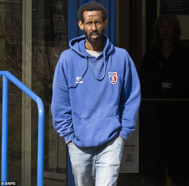 Drunk Somali asylum seeker Shafi Momad (pictured) spat at a police officer while staying in at The Roundhouse Hotel in Bournemouth