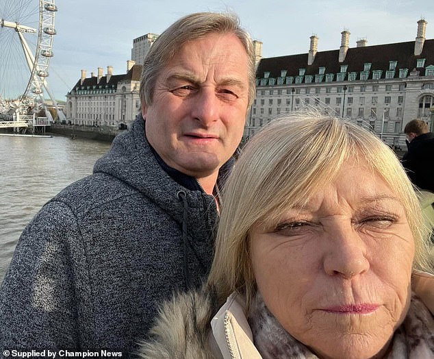 Katrina Woods (right) has launched a six-figure damages claim over Mr Holding's (left) death, suing his employers, Hi-Tec Washrooms Solutions Ltd