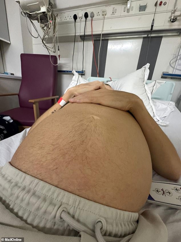 The reality star had a catheter fitted because of being unable to pass liquids which led to severe water retention and his stomach swelling to the size of a pregnant woman