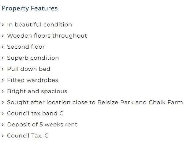 Indeed, the listing showed the property only listed with a bedroom and a kitchen, with a 'pull down bed' listed among its features