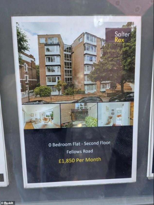 The listing caused a storm on social media after it was described as a '0 bedroom flat' in a leaflet