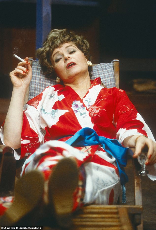 Scales as Iris Corliss in a promotional shot for the play Some Singing Blood, performed at the Royal Court Theatre in London in 1992