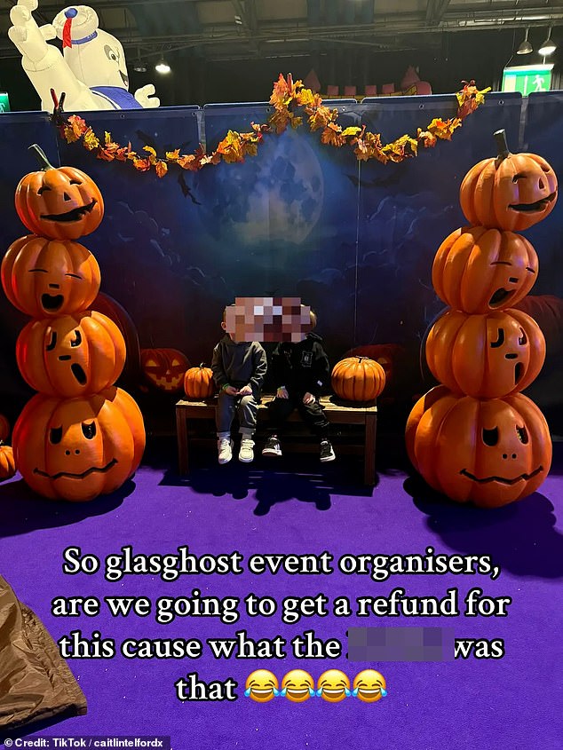 Further photos display the ramshackle nature of the show's decorations, with some pumpkins piled up on each other in front of a silver fence, covered by a thin layer of fabric