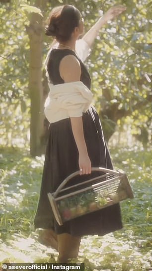 'Introducing Our 2025 Holiday Collection,' read the caption of the post. 'Gifts for giving and gathering, thoughtfully curated to elevate every occasion.' Pictured, Meghan in the clip