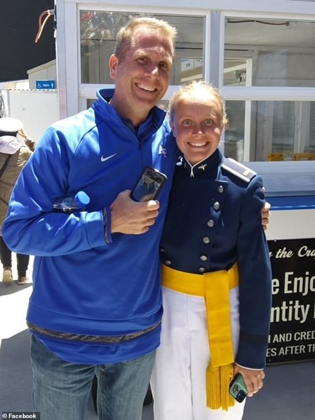 Pictured: Lieutenant Jaime Gustitus, 25, on the right. Police said she was killed on Saturday