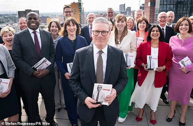 Sir Keir Starmer unveiling his party's manifesto alongside his then shadow cabinet on December 16, 2024