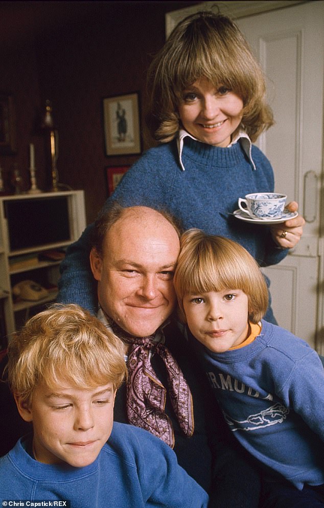 Prunella Scales her husband Timothy West and there two sons pictured in 1975