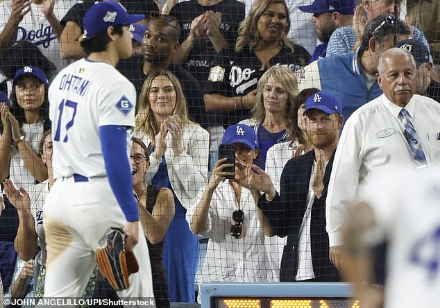 At one point, Meghan pulled out her phone to capture some footage of Shohei Ohtani