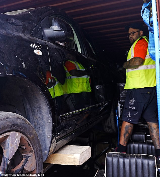 Among the goods hidden with the cars going to Africa were barbers' chairs, seen on the right of this photo. These items not only serve to hide the stolen cars, but can also be sold on