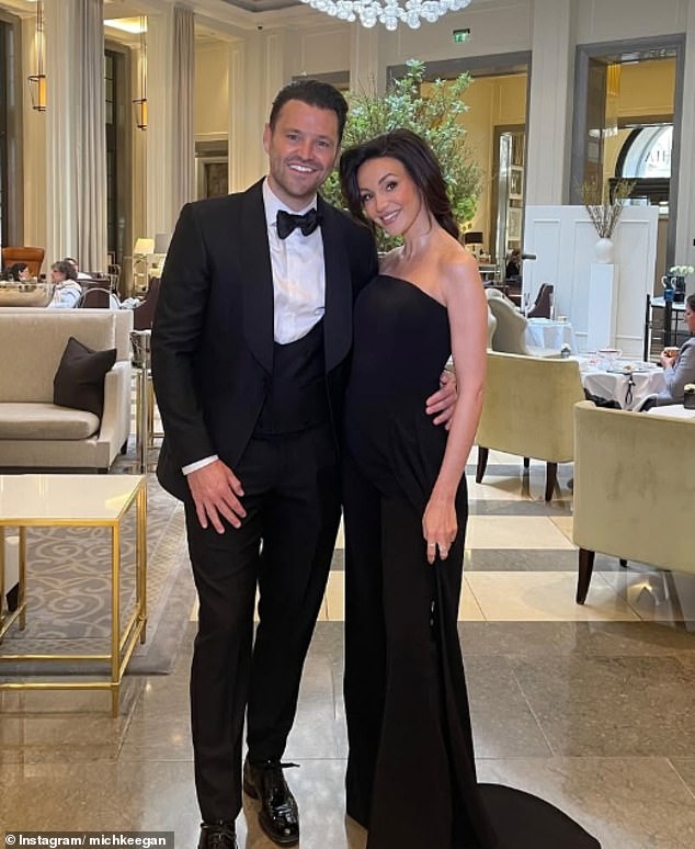 Earlier in the year, actress Michelle Keegan, 38, and Mark Wright, 38, announced the name of their first child, a baby girl called Palma Elizabeth who was born in March (pictured)