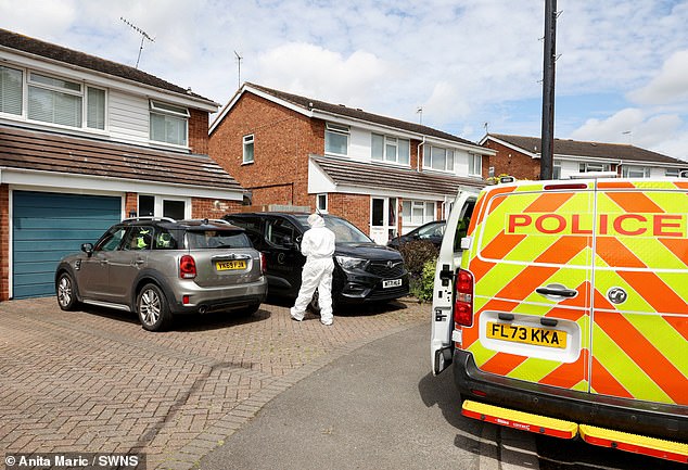 Police and forensics at the couple's home where Joanne Samak died last year