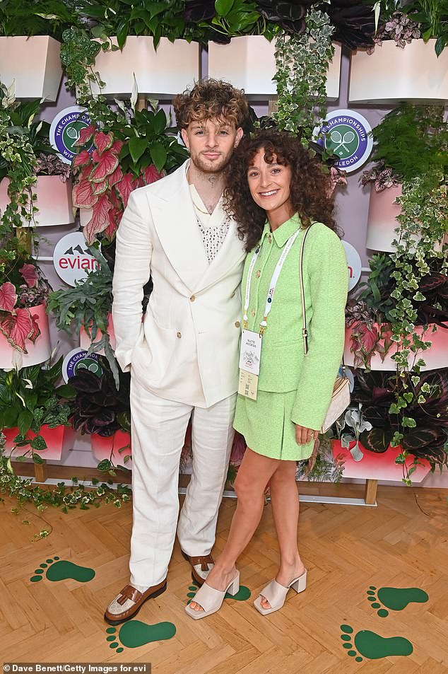 Tom also spoke candidly about life as a new father after welcoming daughter Dottie earlier this year with his wife, Pilates instructor Danniella Carraturo, whom he married last summer (both pictured in 2022)