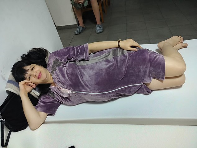 For the first week after giving birth, Natalia (pictured) was on the third floor of the maternity hospital. During every air raid alert, she had to carry both babies in her arms down to the basement