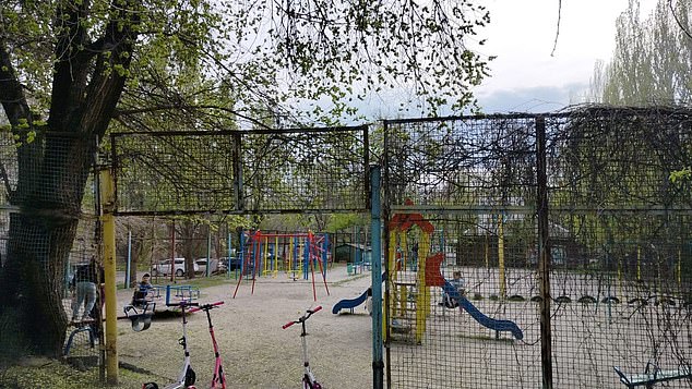 Before the war, Natalia said that playgrounds like this one would be full. Now, they lie empty