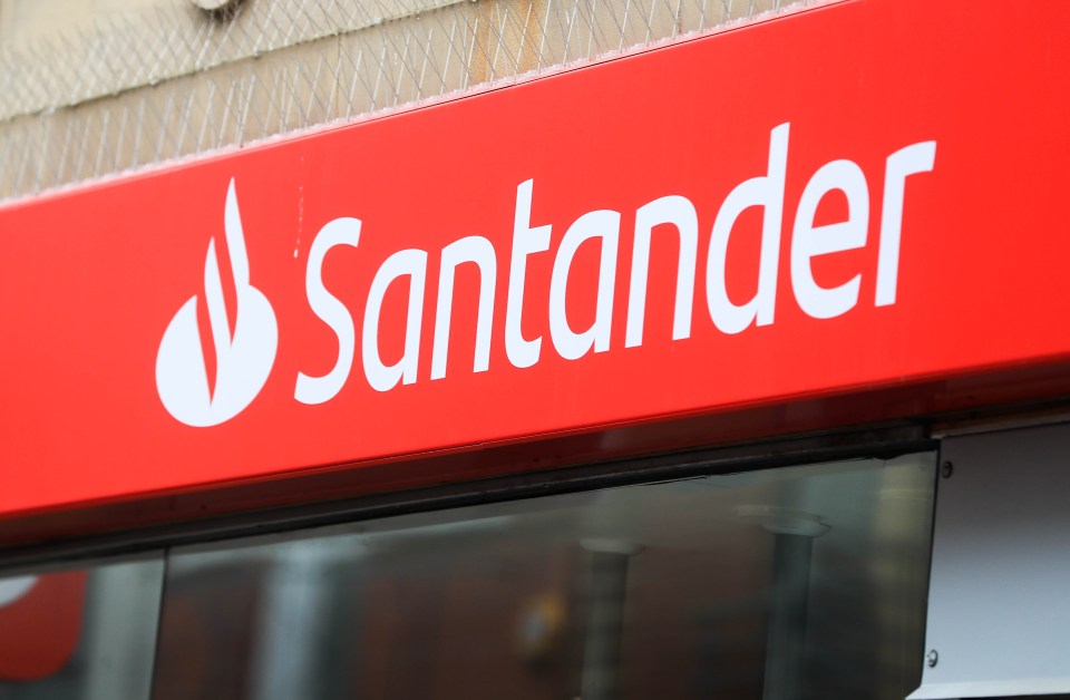 Santander bank branch sign.