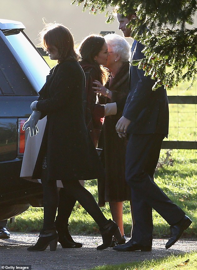 In an indication of their friendship as Kate became solidified into the Firm, the two were pictured sharing a loving embrace as they arrived at the Christmas Day service at Sandringham