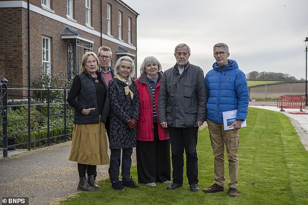 Left to right: Residents, Christina and Donald Brett, Julie Burt, Josephine and Andrew Cook and Paul Baker