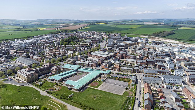 An aerial view of Poundbury which is King Charles's model town