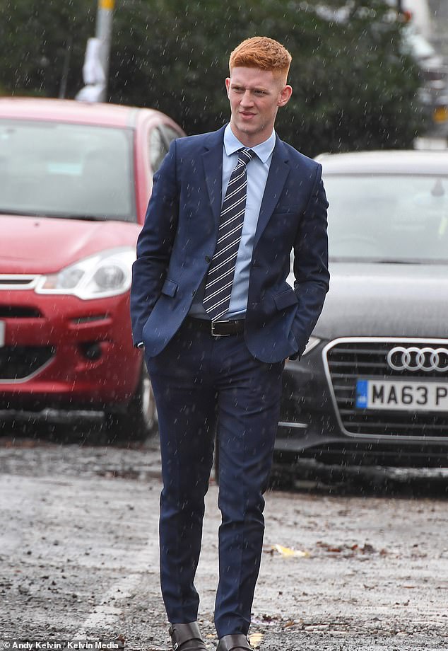 Arron is seen outside of Tameside Magistrates Court during his assault case in 2019