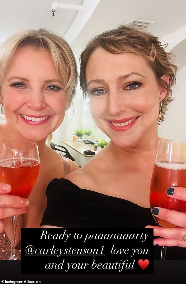 Pictured: Ali and Carly on Instagram 'ready to party' as they enjoy drinks before the show