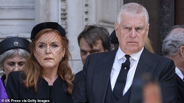 Andrew's ex-wife Sarah Ferguson (pictured together at the Duchess of Kent's funeral in September), formerly known as the Duchess of York, lost her right to that address when he agreed to give up all his remaining royal titles last week
