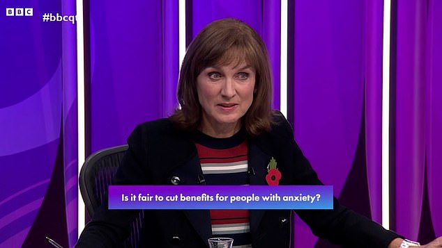 Question Time presenter Fiona Bruce was greeted with applause after she announced that Andrew had lost his titles