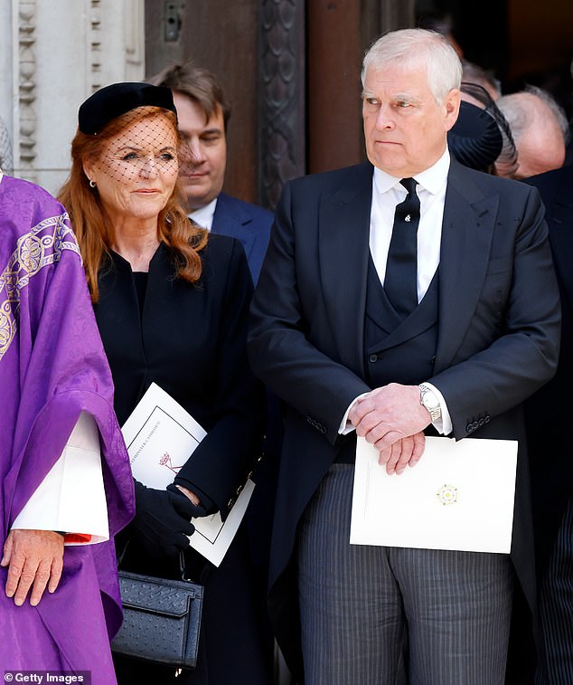 In another brutally dismissive remark, sources said that Andrew's ex-wife, Sarah Ferguson, (left) with whom he still lives, 'will make her own arrangements' when it comes to her future