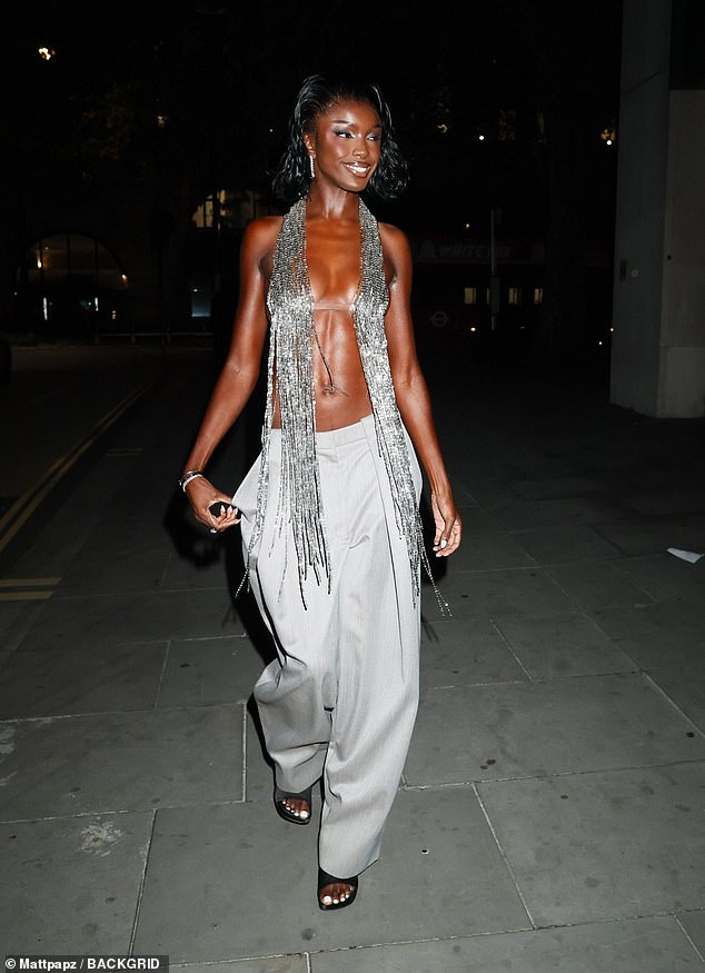 Leomie Anderson looked like she was on the runway as she made a stylish exit from the venue