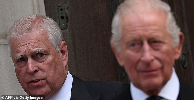 (FILES) Britain's Prince Andrew, Duke of York (L) and Britain's King Charles III leave following a Requiem Mass, a Catholic funeral service, for the late Katharine, Duchess of Kent, at Westminster Cathedral in London on September 16, 2025. King Charles will strip his younger brother Andrew of his royal titles and long-term residence on the Windsor estate, the palace said on October 30, 2025, the latest fallout to hit the scandal-plagued royal over the Jeffrey Epstein affair. "Prince Andrew will now be known as Andrew Mountbatten Windsor," the palace said, adding that Charles had begun the formal process to strip the titles from his brother. (Photo by Adrian Dennis / AFP) (Photo by ADRIAN DENNIS/AFP via Getty Images)