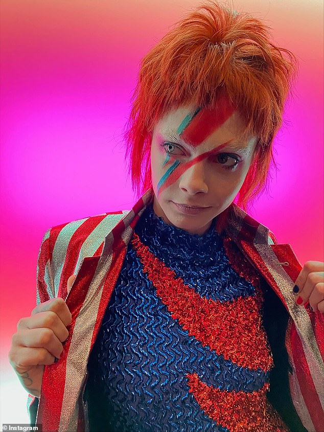 As the late singer's alter ego Ziggy Stardust she painted her face and wore a short ginger wig