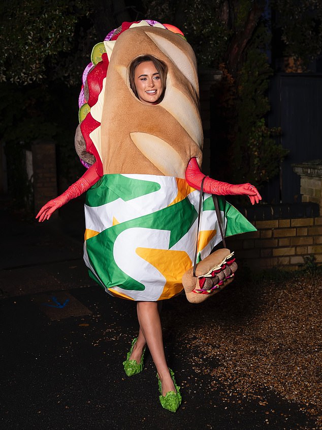 Love Island's Millie Court ensured all eyes were on her as she dressed as a a giant Meatball Marinara Sub from Subway