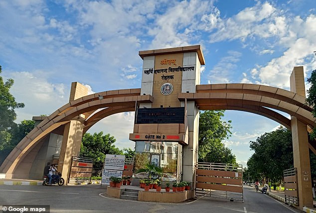 The incident took place at Maharshi Dayanand University in Rohtak, India , after a female cleaner showed up late to work on October 26