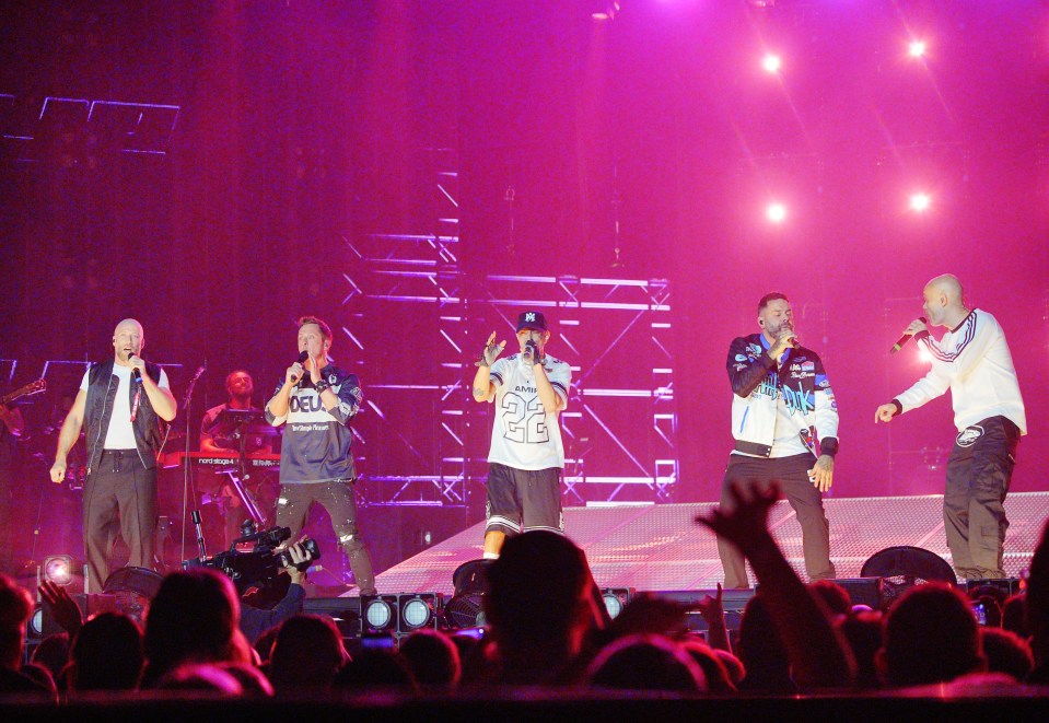 The boy band Five leaving BBC Breakfast Studios in Manchester.