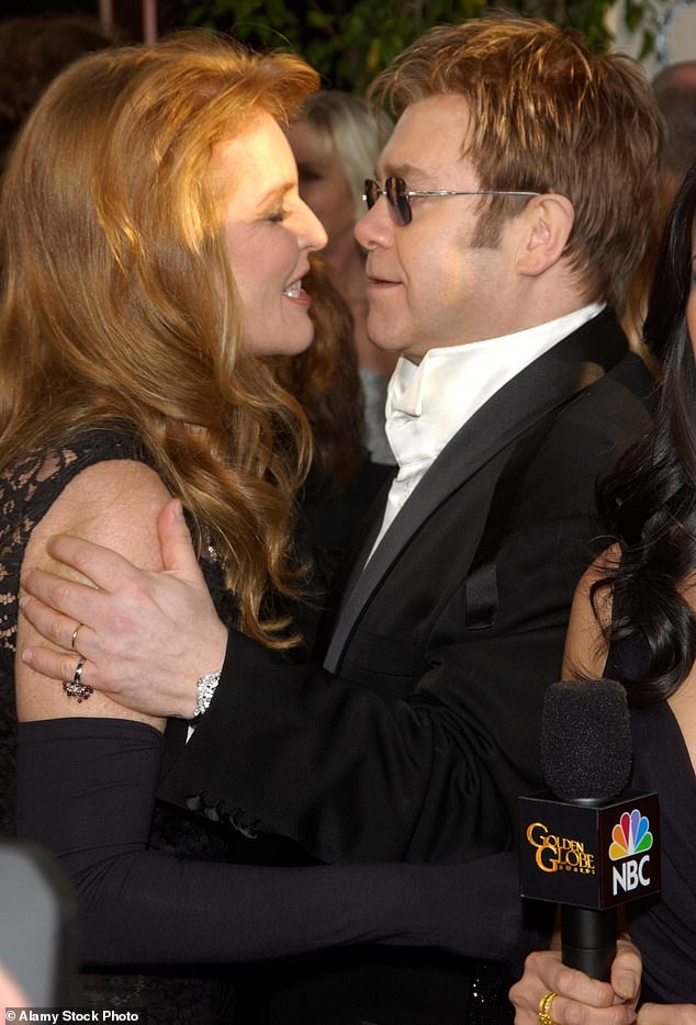 Sarah Ferguson and Sir Elton John at the 61st Annual Golden Globe Awards at the Beverly Hilton Hotel in 2004