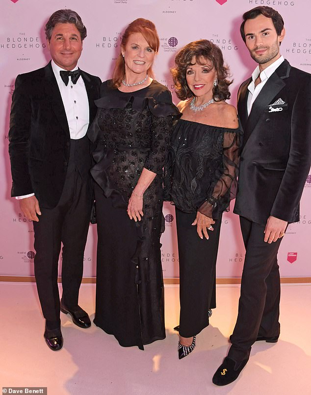 Giorgio Veroni, Sarah Ferguson, Dame Joan Collins and Mark-Francis Vandelli attend the Lady Garden Gala in 2019