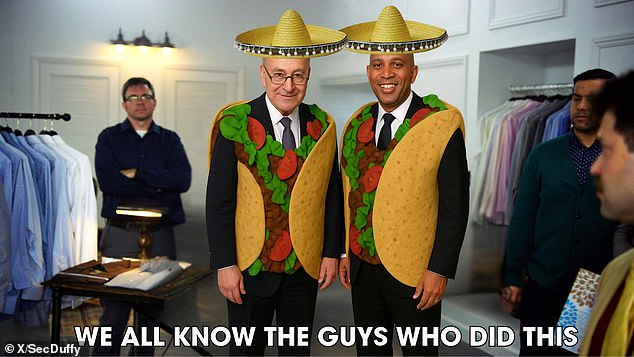 Trump's Transportation Secretary Sean Duffy also got in on the trend to troll Jeffries and Schumer