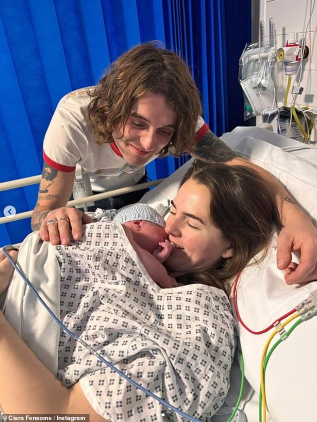 Ciara announced she had given birth on Thursday as she shared adorable snaps from her hospital bed